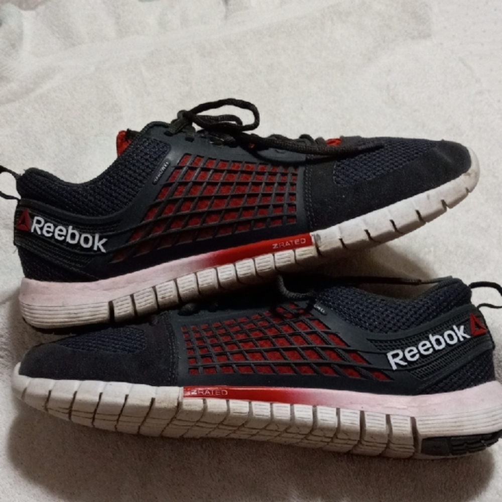 Reebok Red and Gray Sneakers with Mesh Upper and Flexible Soles - Picture 1 of 7